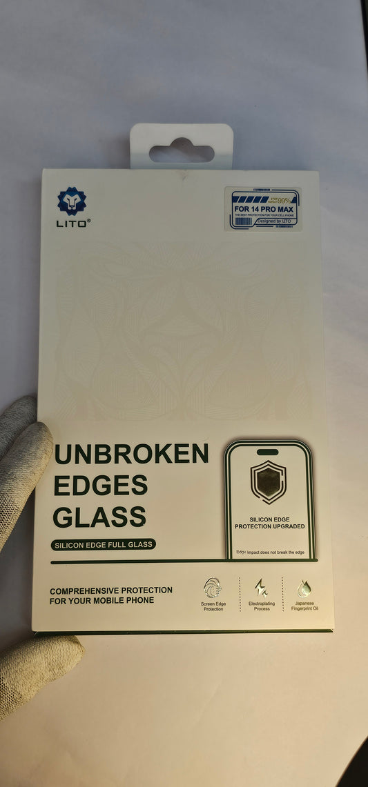 I Phone 14 Pro Max LITO Silicon Edge Protection – Tempered Glass Screen Protector