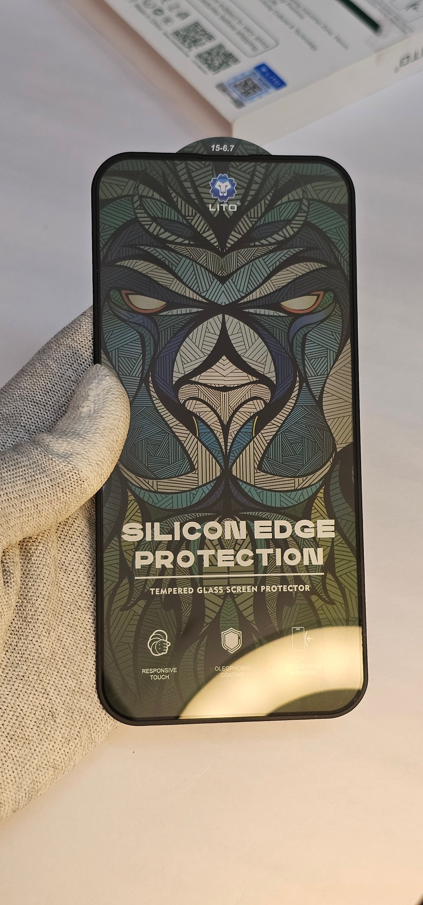 I Phone 15 Plus LITO Silicon Edge Protection – Tempered Glass Screen Protector
