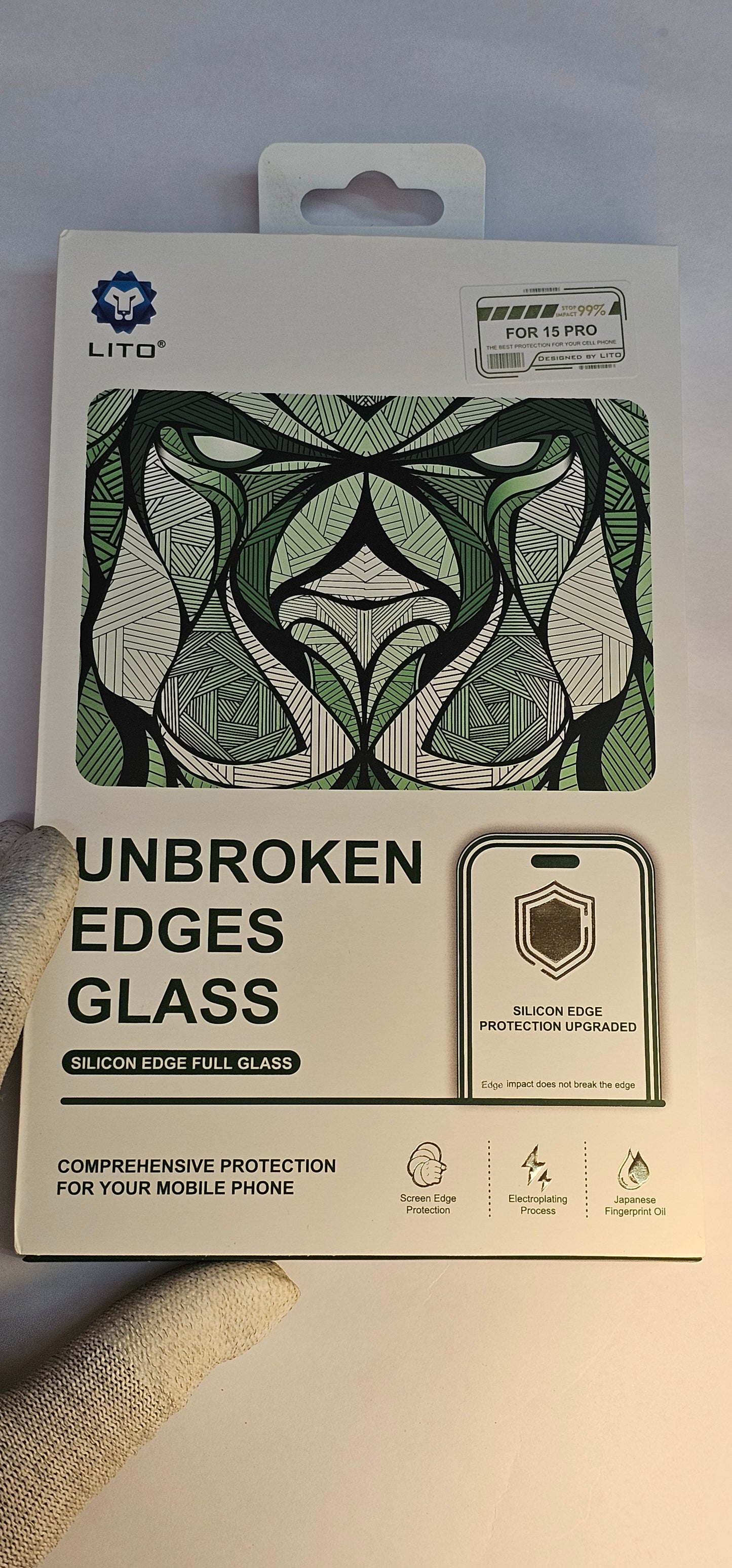 I Phone 15 Pro LITO Silicon Edge Protection – Tempered Glass Screen Protector