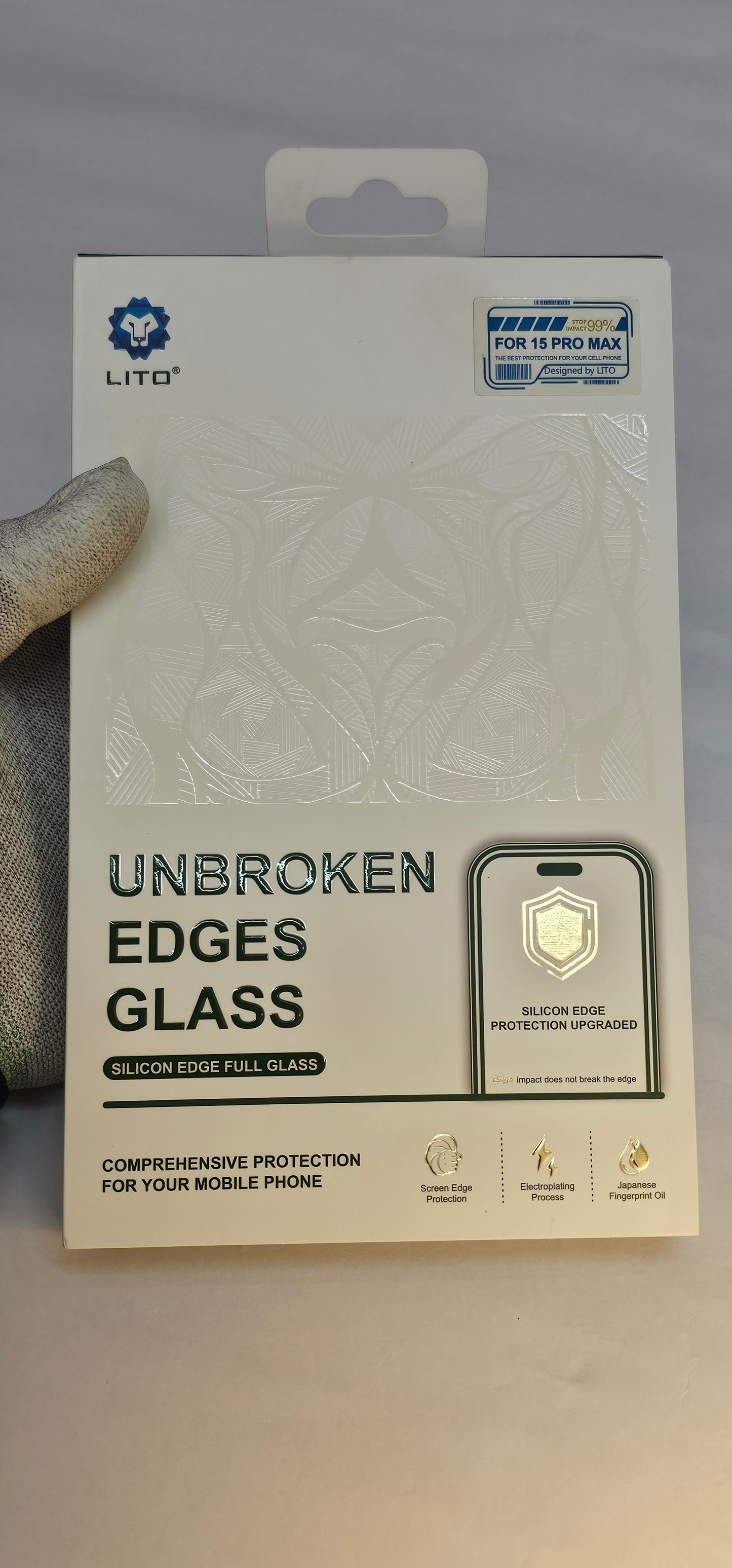 I Phone 15 pro max LITO Silicon Edge Protection – Tempered Glass Screen Protector