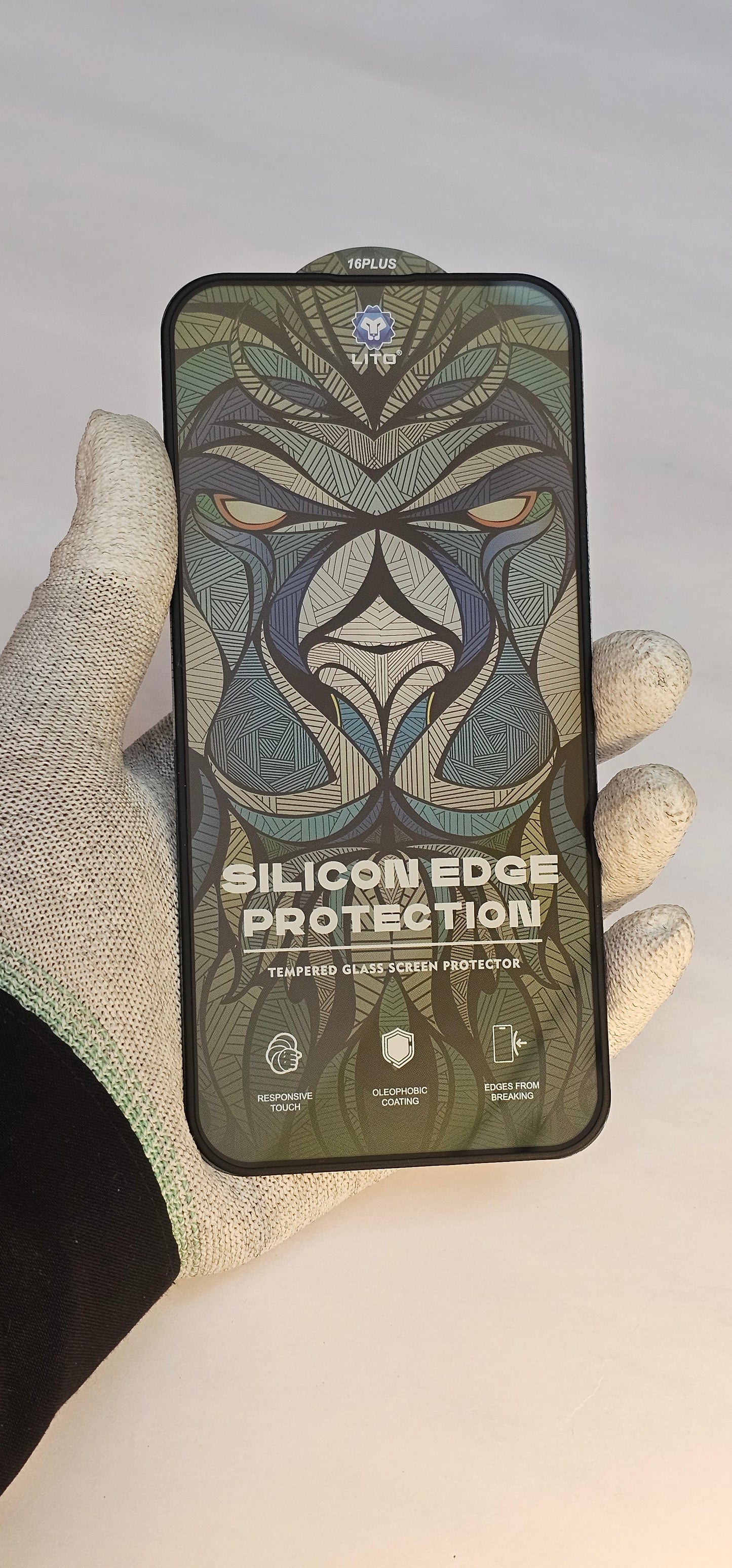I phone 16 plus LITO Silicon Edge Protection – Tempered Glass Screen Protector