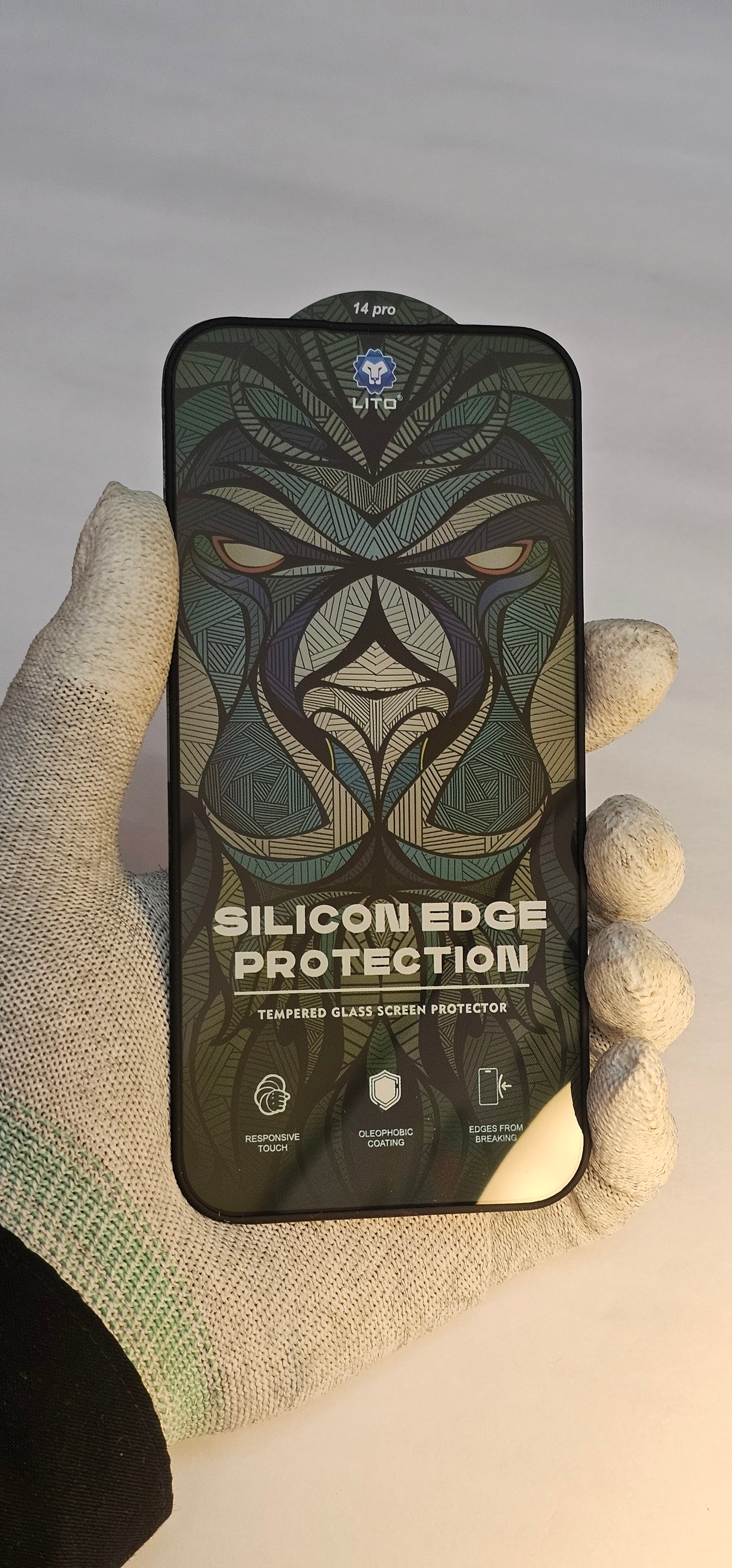 I phone 14 Pro LITO Silicon Edge Protection – Tempered Glass Screen Protector