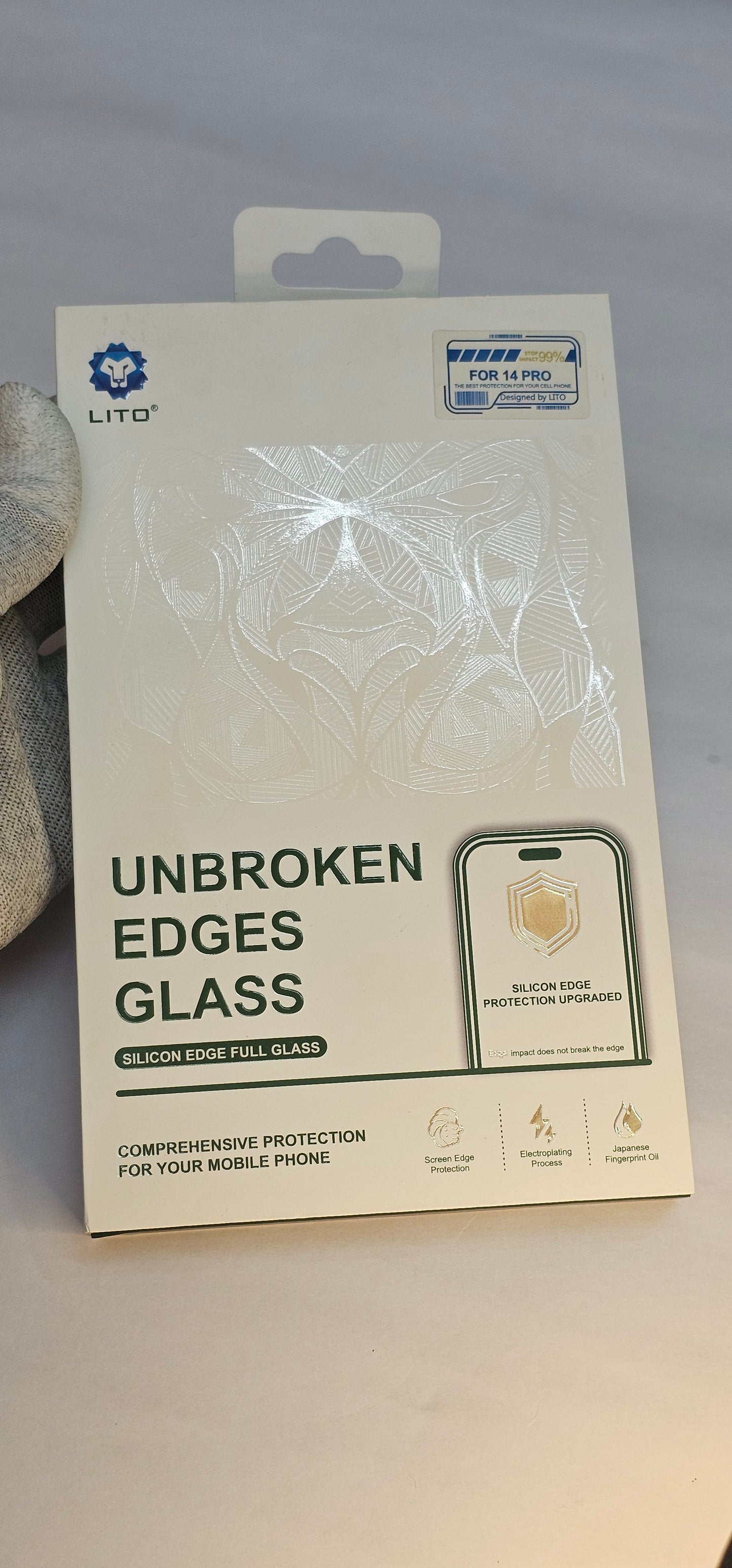 I phone 14 Pro LITO Silicon Edge Protection – Tempered Glass Screen Protector