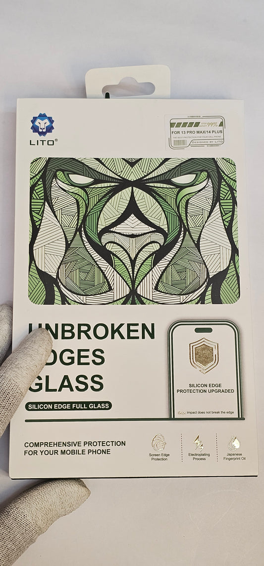 I Phone 13 Pro max and I Phone 14 Plus LITO Silicon Edge Protection – Tempered Glass Screen Protector