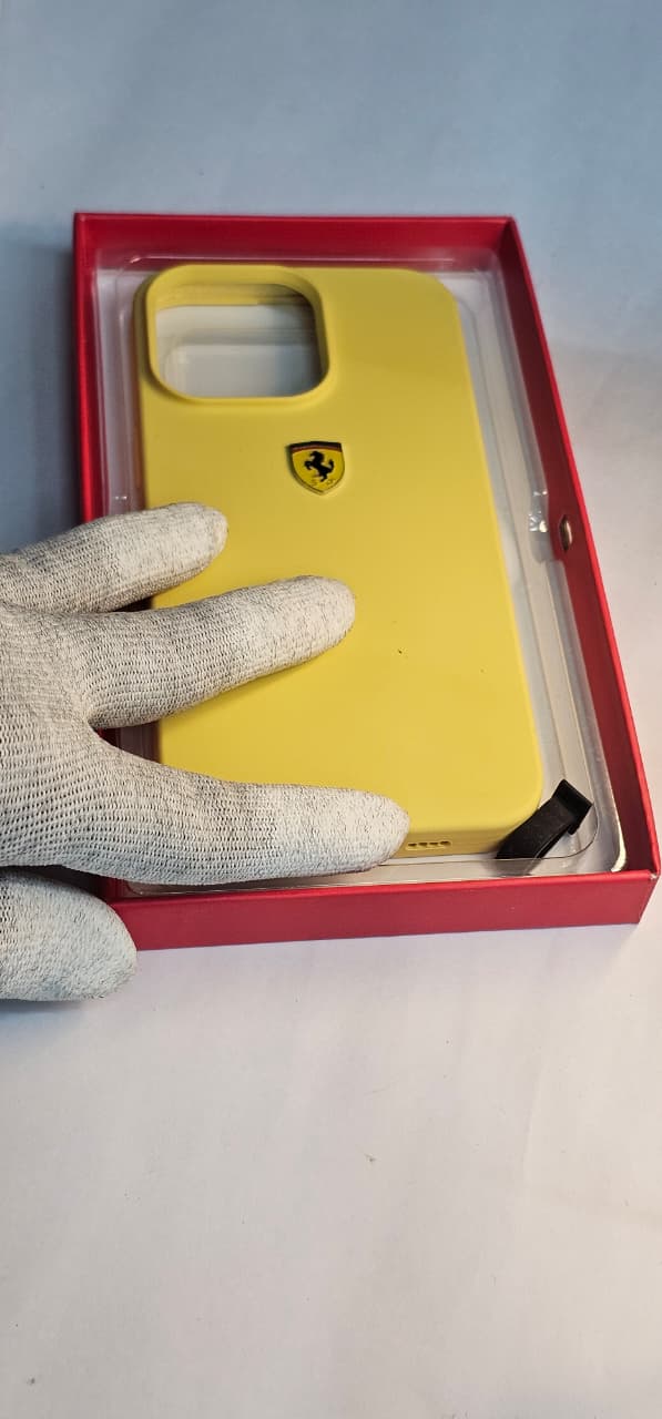 I phone 15 Pro max ferrari yellow back case premium and protection
