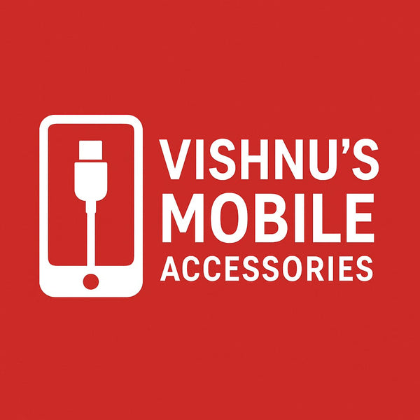 Logo of Vishnu's Mobile Accessories on a black background