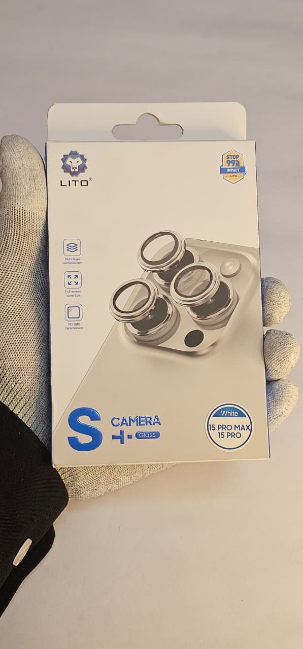 I Phone 15 Pro 15 Pro Max  White  LITO Camera Lens Protector